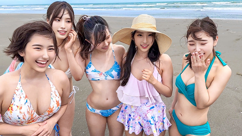 素人ビキニ美女グループを海ナンパ